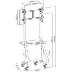 Mobiilne alus Techly 37-80" kuni 80kg, riiuliga цена и информация | Кронштейны и крепления для телевизоров | kaup24.ee