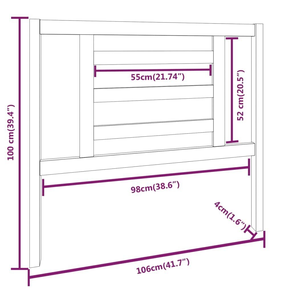 vidaXL voodipeats, meepruun, 106 x 4 x 100 cm, männipuit цена и информация | Voodid | kaup24.ee