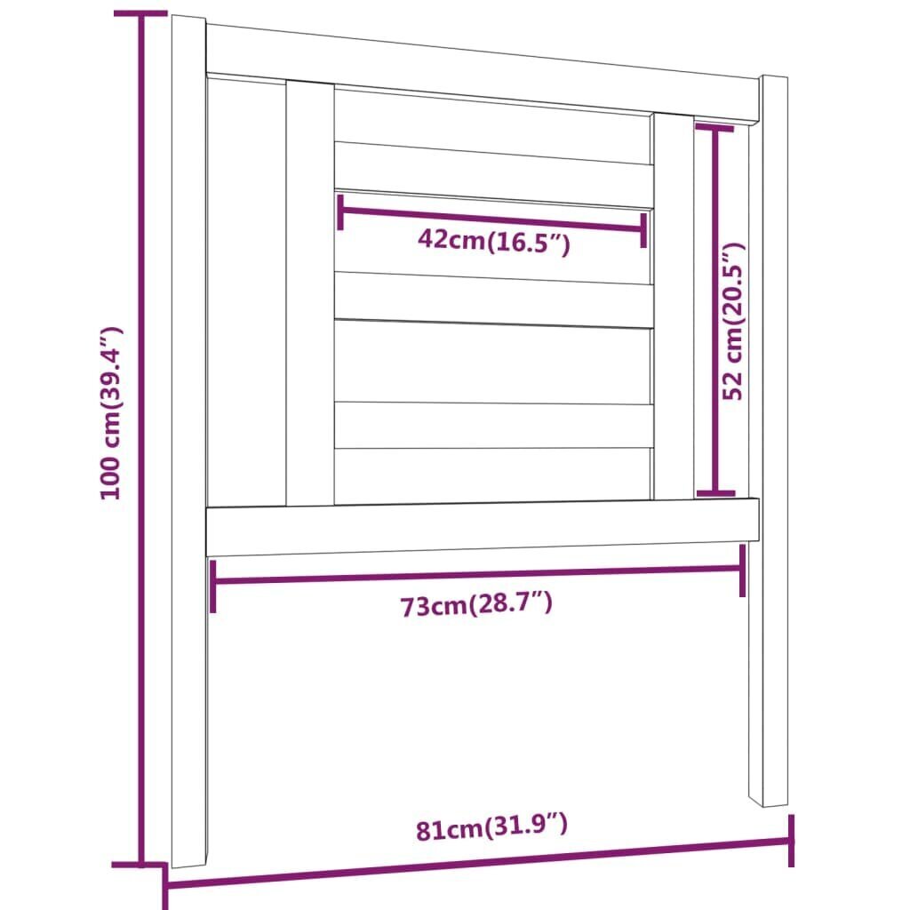 vidaXL voodipeats, meepruun, 81 x 4 x 100 cm, männipuit hind ja info | Voodid | kaup24.ee