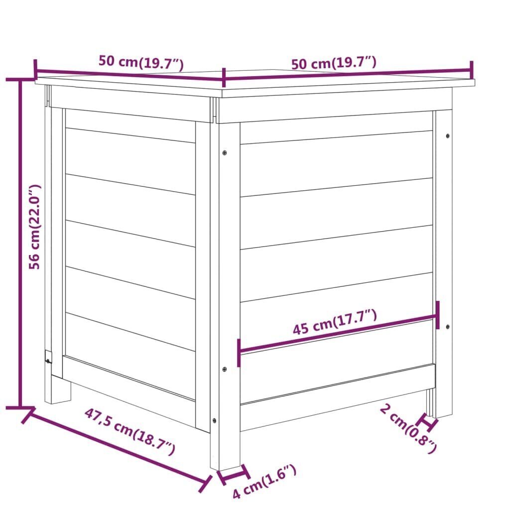 vidaXL aia padjakast, pruun 50x50x56 cm nulupuit hind ja info | Hoiukastid ja -korvid | kaup24.ee