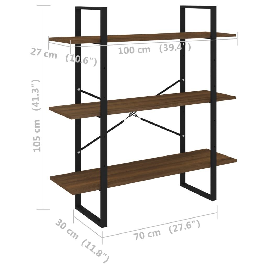 vidaXL raamaturiiul, pruun tamm, 100x30x105 cm, tehispuit цена и информация | Riiulid | kaup24.ee