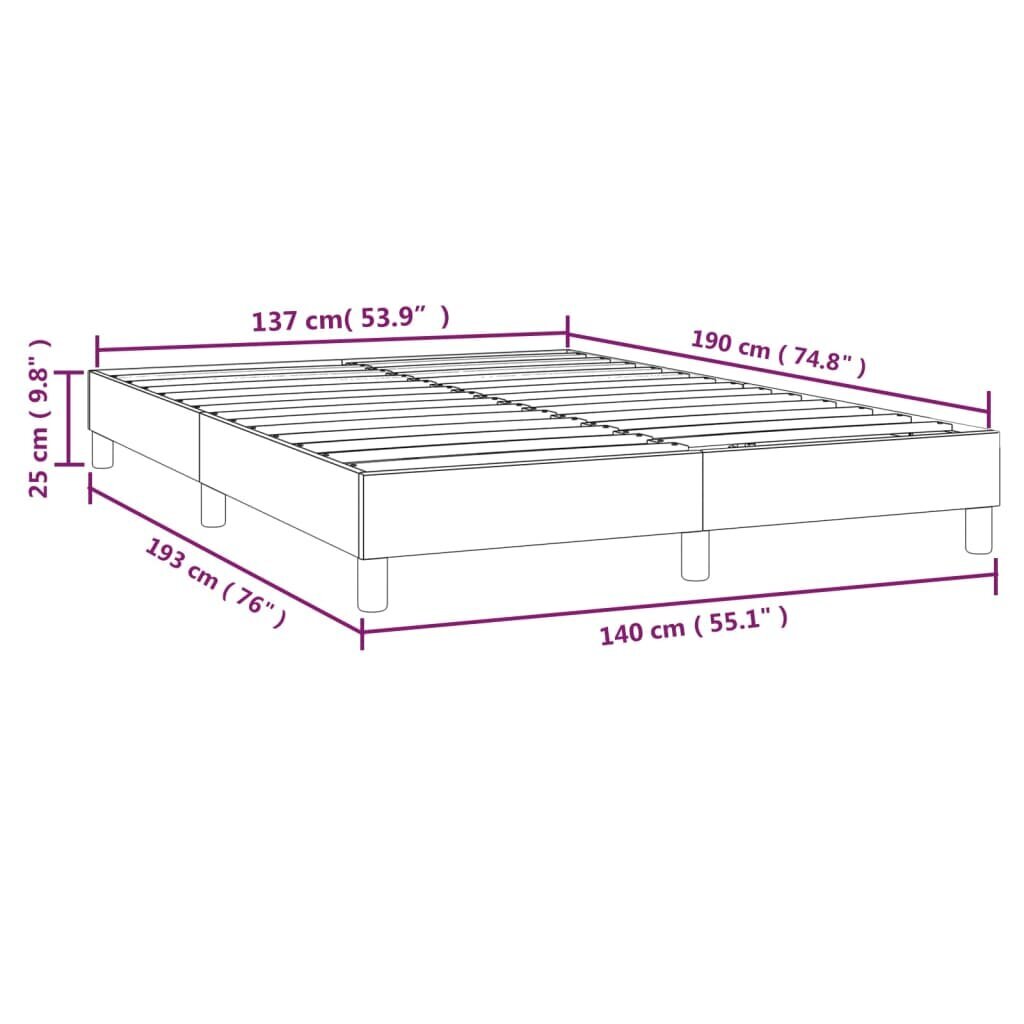 vidaXL kontinentaalvoodi, helehall, 140x190 cm, samet hind ja info | Voodid | kaup24.ee