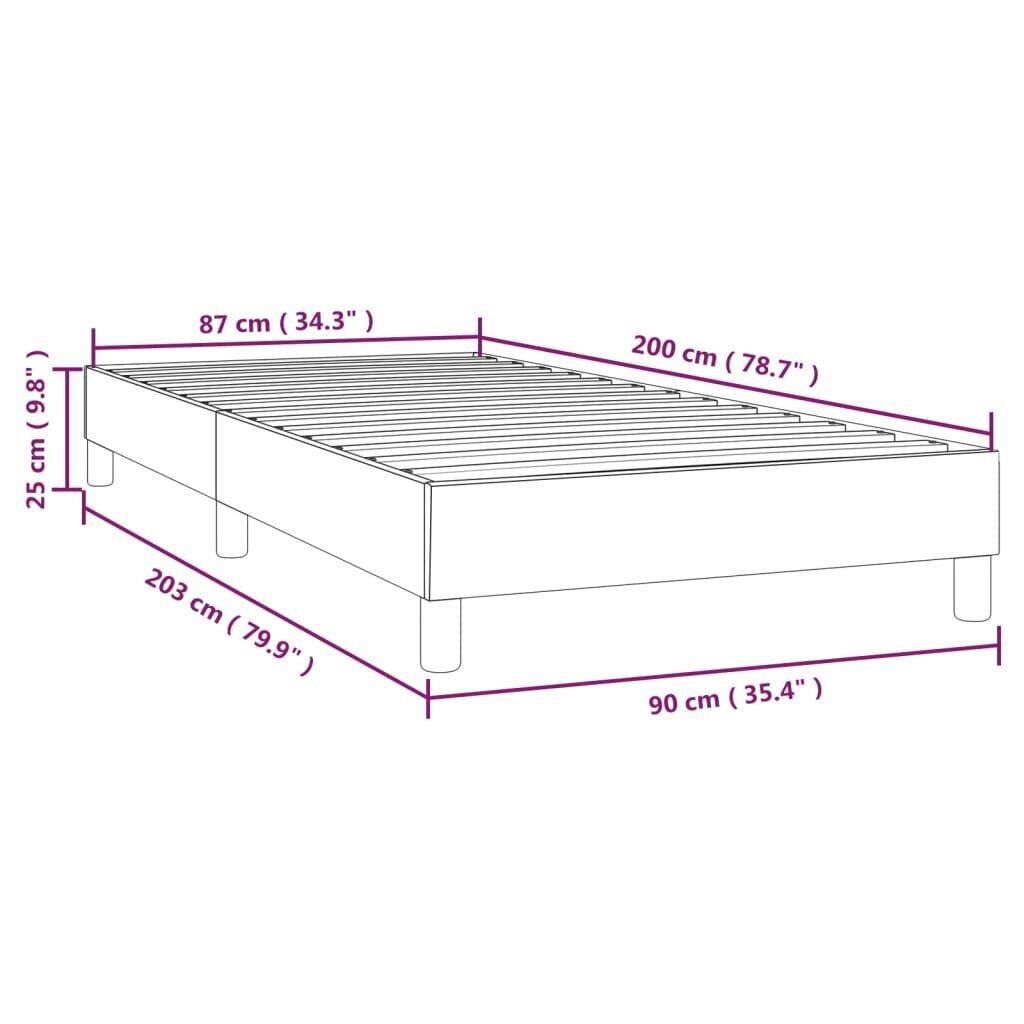 vidaXL kontinentaalvoodi, tumesinine, 90x200 cm, samet hind ja info | Voodid | kaup24.ee