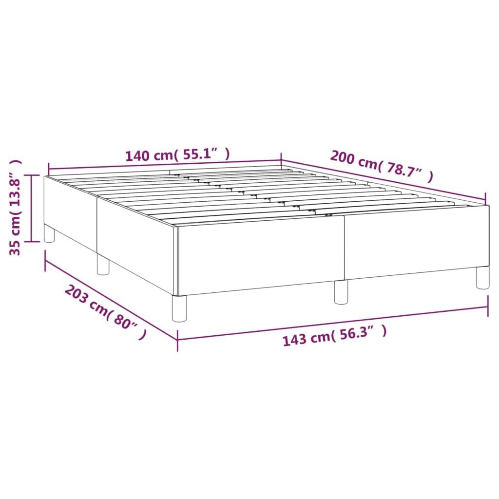 vidaXL voodiraam, tumehall, 140x200 cm, kangas hind ja info | Voodid | kaup24.ee