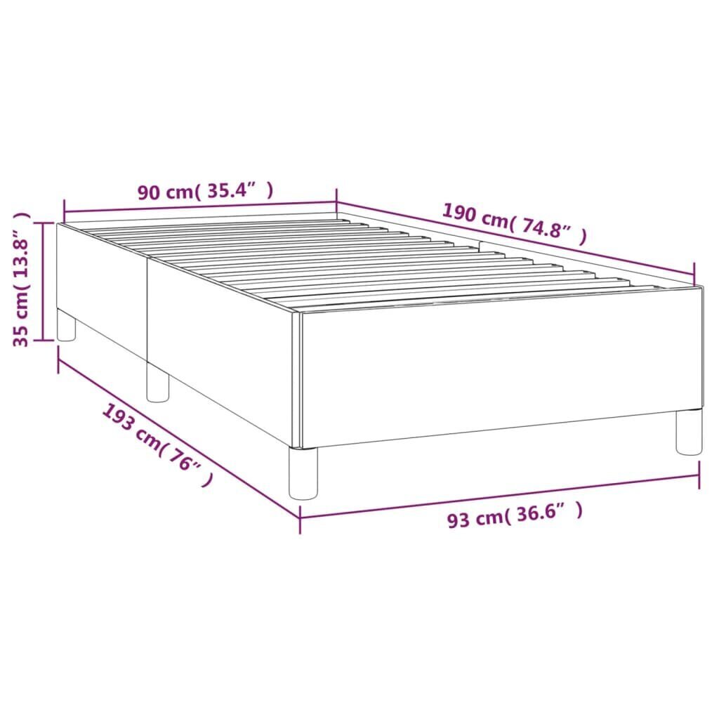 vidaXL voodiraam, pruunikashall, 90x190 cm, kangas цена и информация | Voodid | kaup24.ee