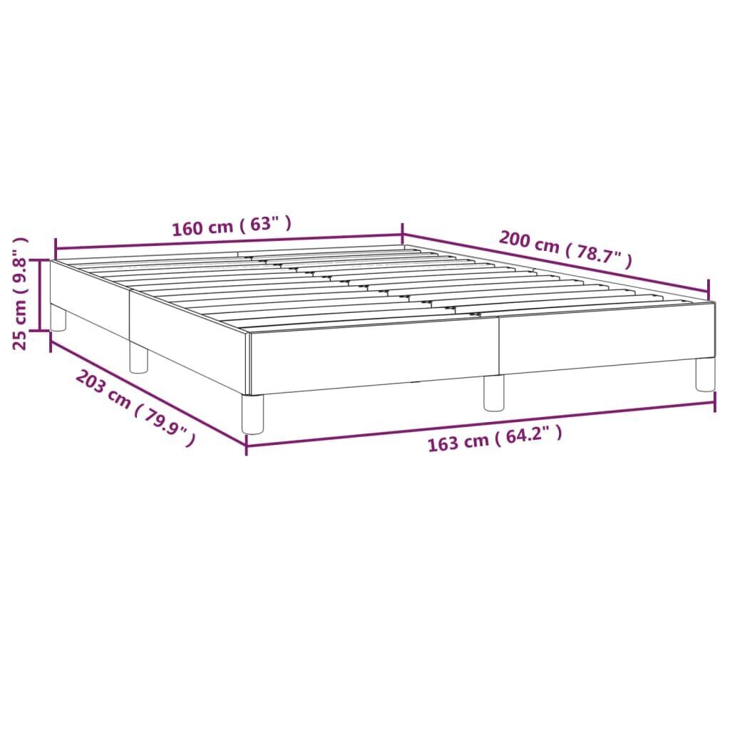 vidaXL voodiraam, tumehall, 160x200 cm, samet hind ja info | Voodid | kaup24.ee