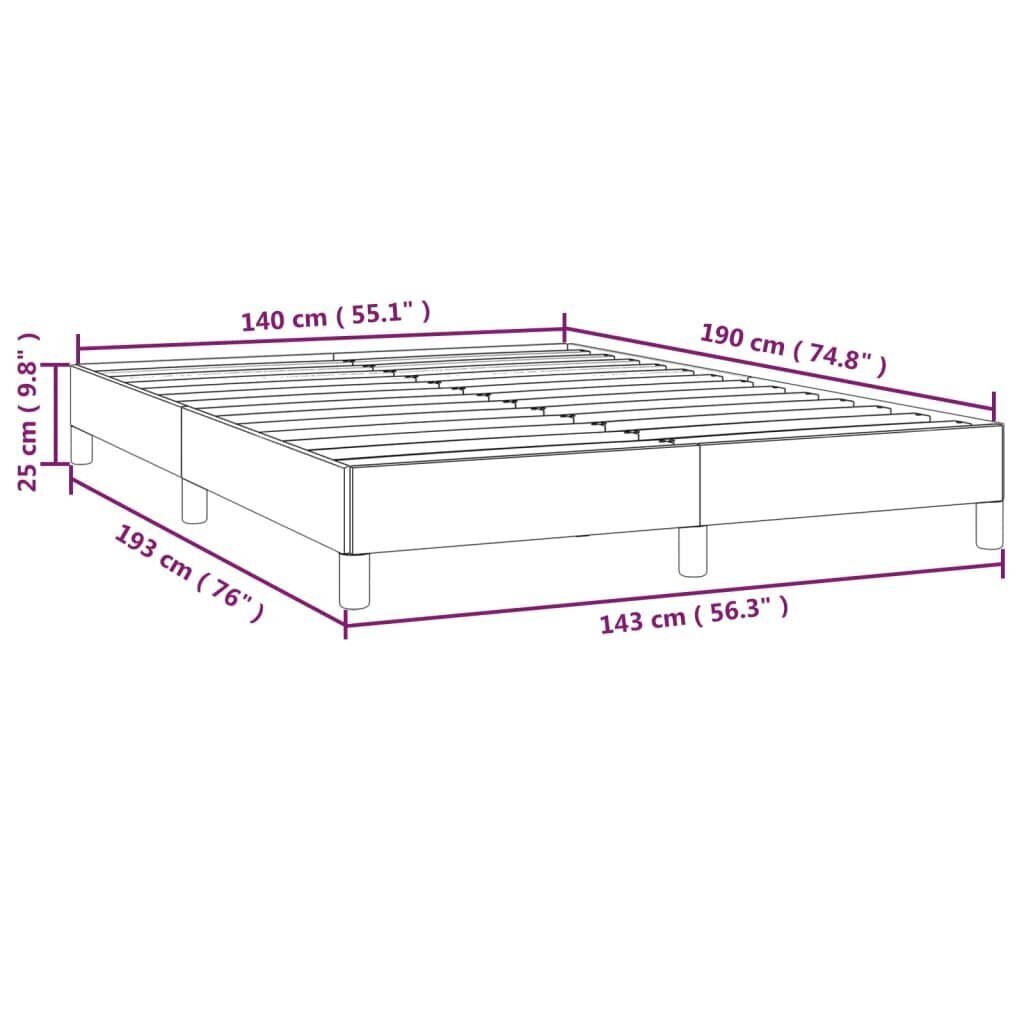 vidaXL voodiraam, tumehall, 140x190 cm, samet hind ja info | Voodid | kaup24.ee