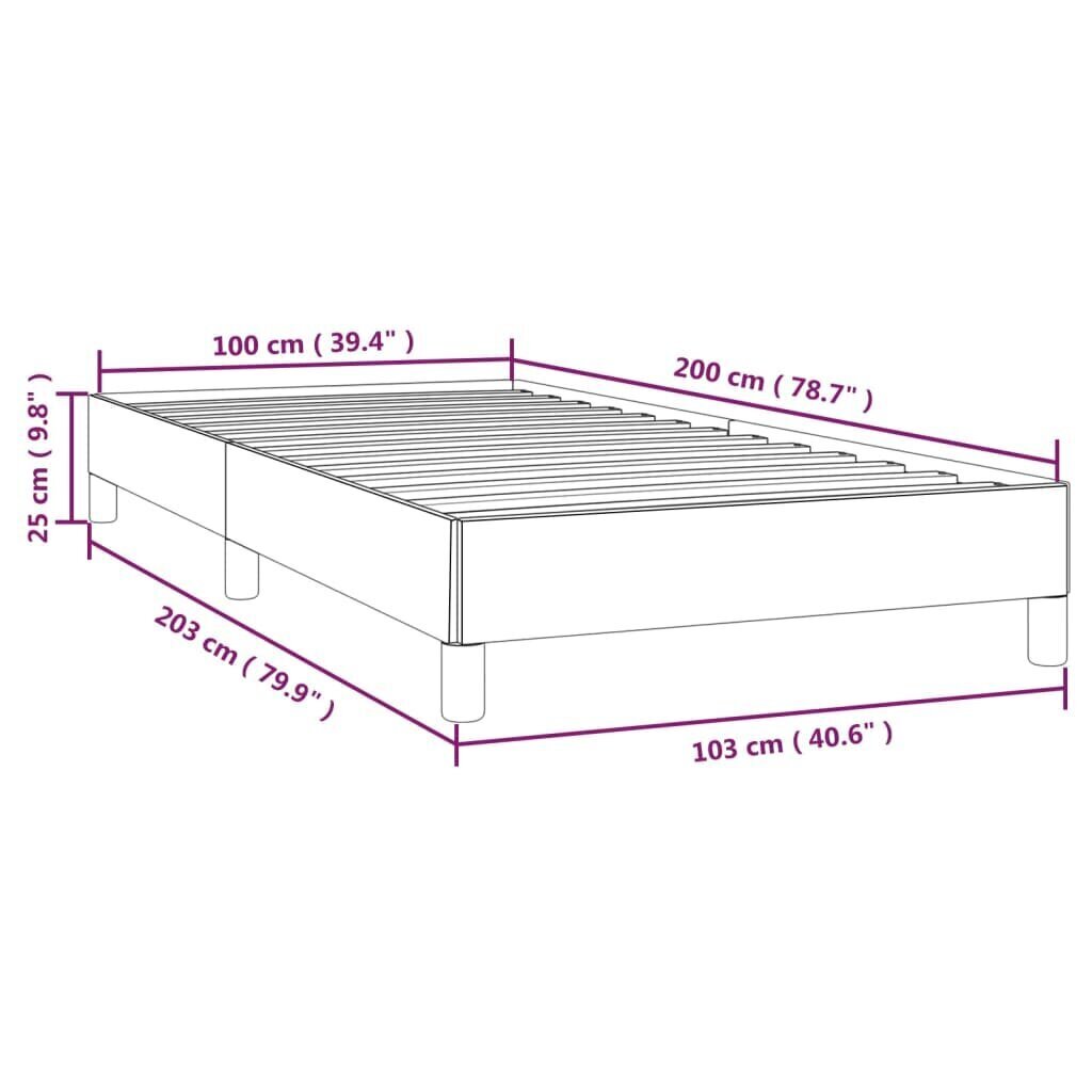 vidaXL voodiraam, tumesinine, 100x200 cm, samet hind ja info | Voodid | kaup24.ee