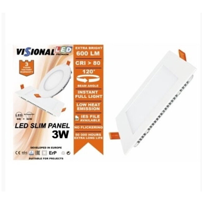 Visonal Premium ruudukujuline LED sisseehitatud paneel 3W 85x85cm 300 luumenit 3000K valge hind ja info | Laelambid | kaup24.ee