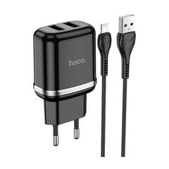 Hoco N4 12W 2x USB 2.4A pistiklaadija iPone'i ja iPadi jaoks koos Lightning 1-meetrise musta kaabliga hind ja info | Hoco Mobiiltelefonid, foto-, videokaamerad | kaup24.ee