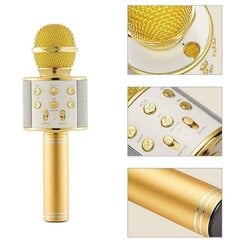 WS-858 juhtmevaba karaoke mikrofon- Bluetooth käsikõlar, kuldne цена и информация | Микрофоны | kaup24.ee