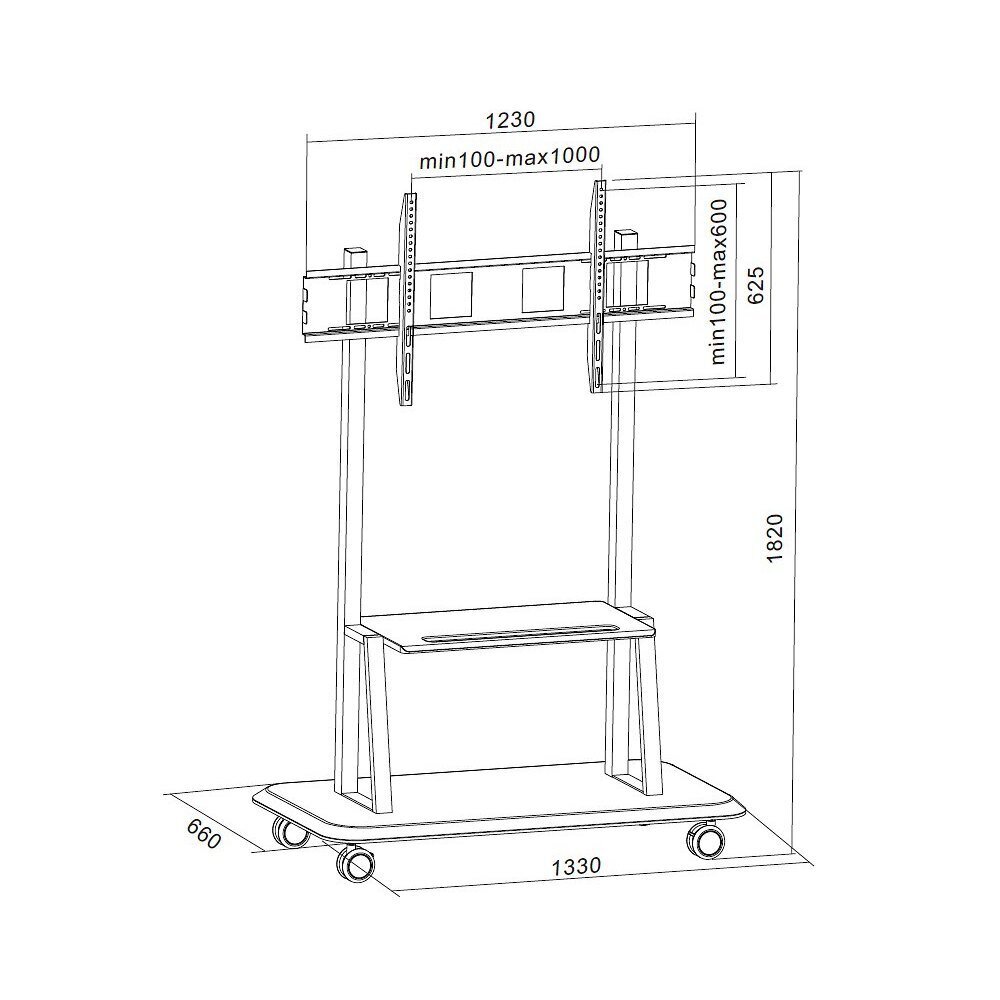 Televiisori statiiv TV LED/LCD/PDP 55-120", 150kg, riiuliga цена и информация | Teleri seinakinnitused ja hoidjad | kaup24.ee