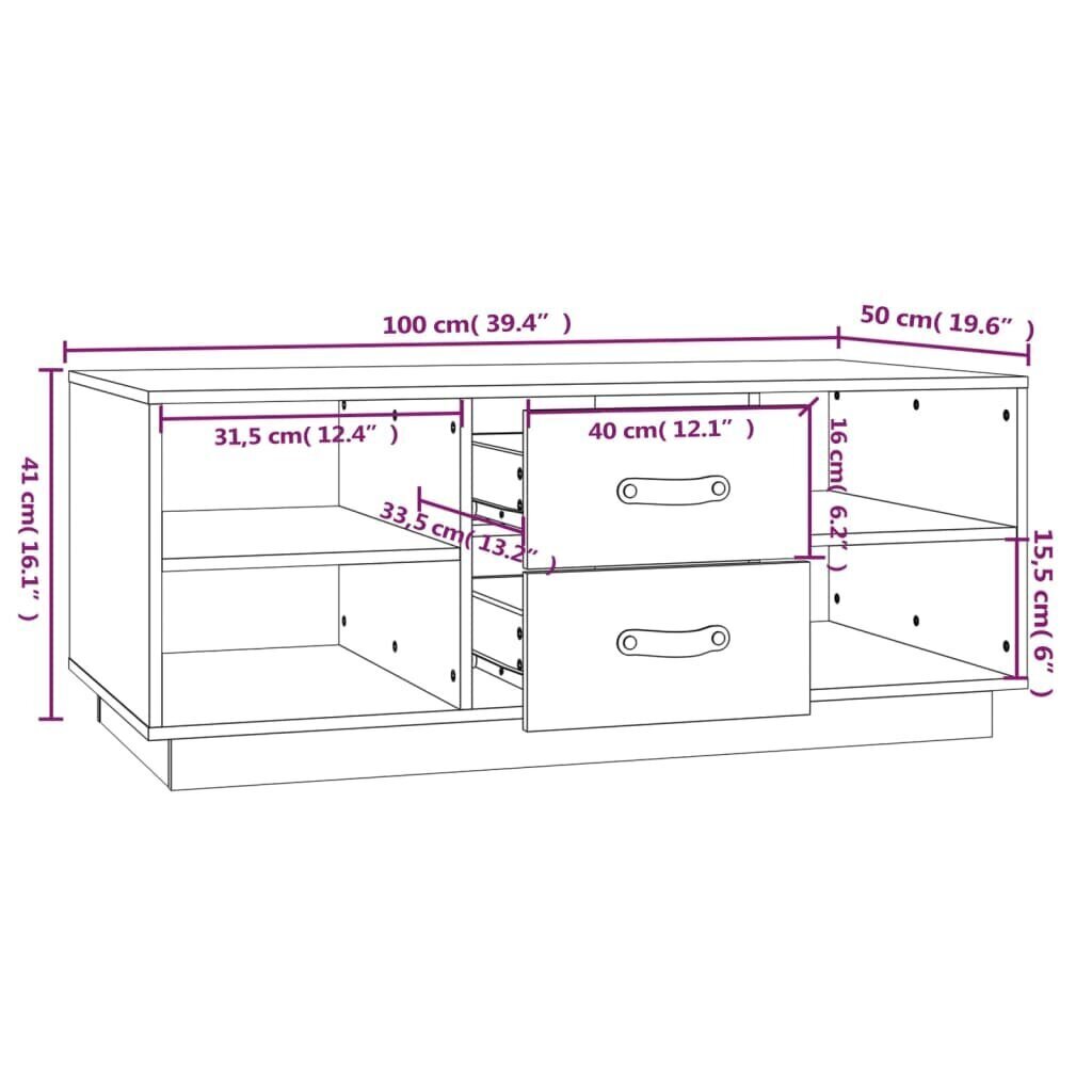 vidaXL kohvilaud, meepruun, 100 x 50 x 41 cm, männipuit hind ja info | Diivanilauad | kaup24.ee