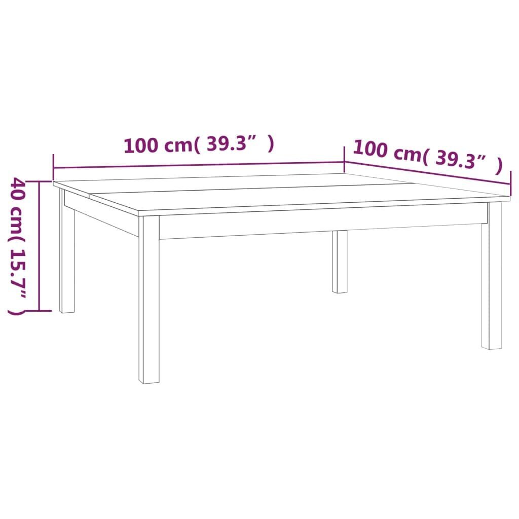 vidaXL kohvilaud, 100x100x40 cm, männipuit hind ja info | Diivanilauad | kaup24.ee