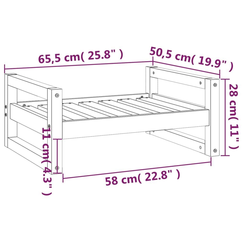 vidaXL koeravoodi, valge, 65,5x50,5x28 cm, männipuit hind ja info | Pesad, padjad | kaup24.ee