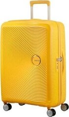 American Tourister средний чемодан Soundbox Spinner Expandable 67см, желтый цена и информация | Чемоданы, дорожные сумки | kaup24.ee