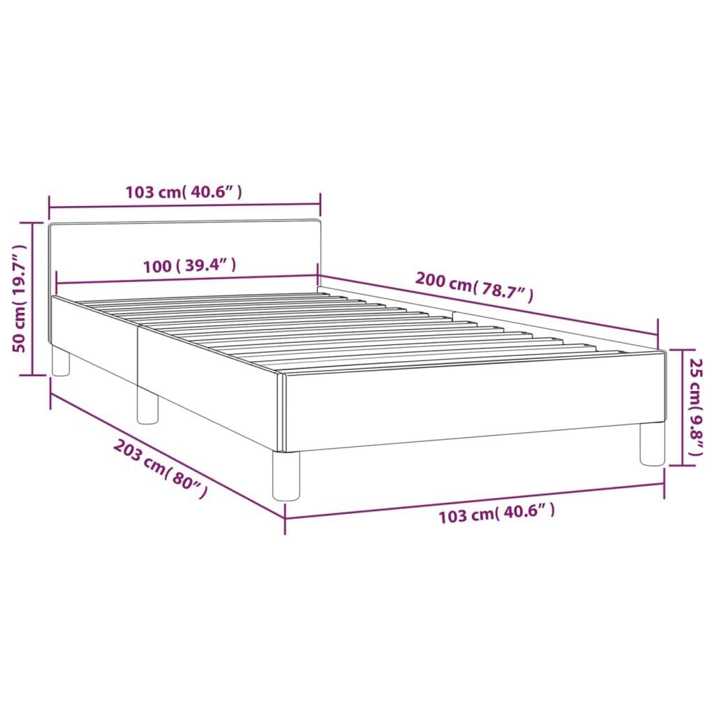 vidaXL voodiraam peatsiga, sinine, 100x200 cm, kangas цена и информация | Voodid | kaup24.ee