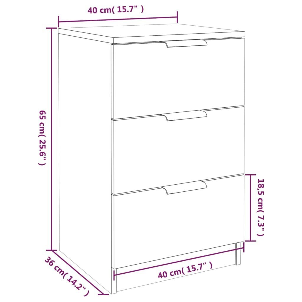 vidaXL öökapid 2 tk, valge, 40 x 36 x 65 cm цена и информация | Öökapid | kaup24.ee