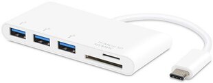 Vivanco USB hub USB-C + card reader, white (34295) hind ja info | USB jagajad, adapterid | kaup24.ee