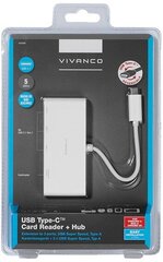 Vivanco USB hub USB-C + card reader, white (34295) hind ja info | USB jagajad, adapterid | kaup24.ee