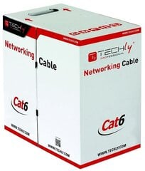 Techly UTP Cat6 puistekaabel 4x2 tahke vask 305m hall hind ja info | Kaablid ja juhtmed | kaup24.ee