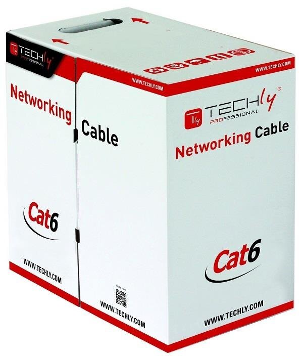 Techly UTP Cat6 puistekaabel 4x2 tahke vask 305m hall цена и информация | Kaablid ja juhtmed | kaup24.ee