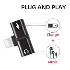 iPhone kõrvaklappide adapter lightning to 2x lightning цена и информация | Адаптеры и USB-hub | kaup24.ee