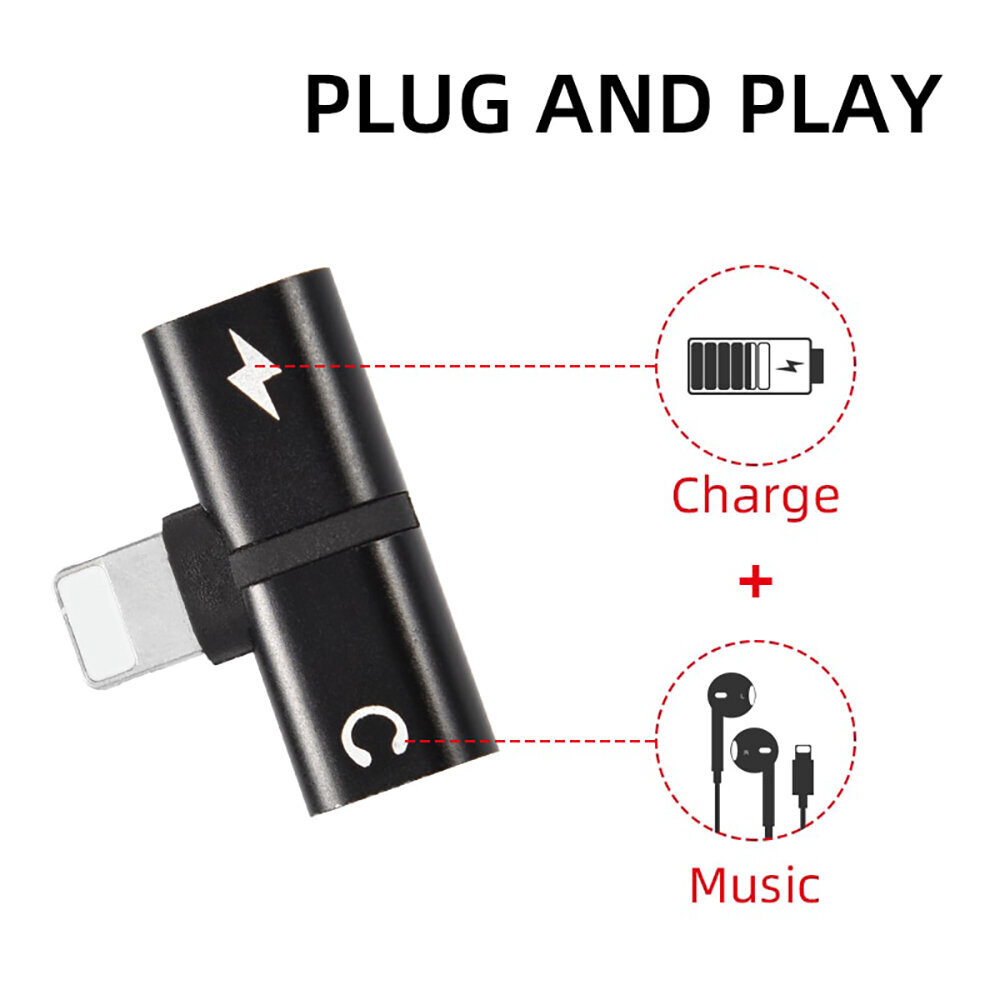 iPhone kõrvaklappide adapter lightning to 2x lightning цена и информация | USB jagajad, adapterid | kaup24.ee