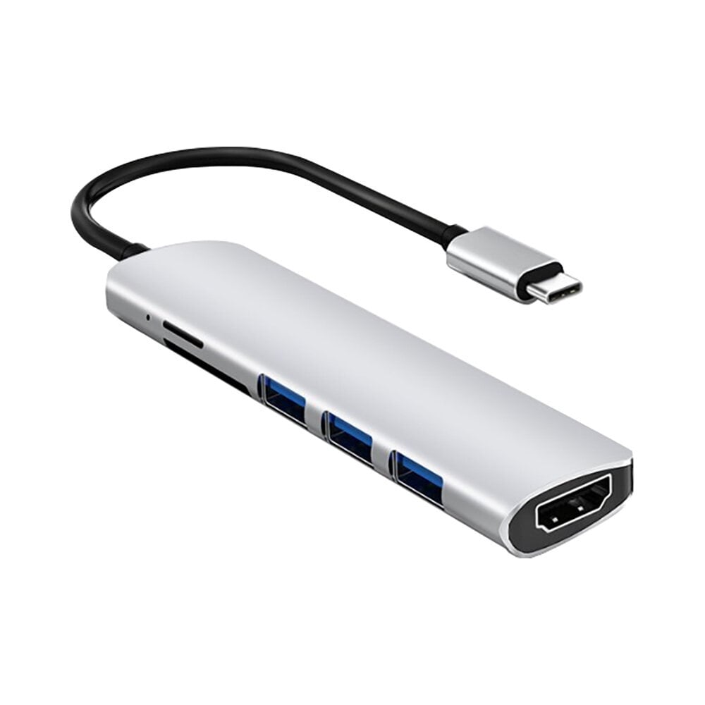 USB-C-хаб Multi-port 4K + SD-считыватель 6 в 1 — Серебряный цена | kaup24.ee