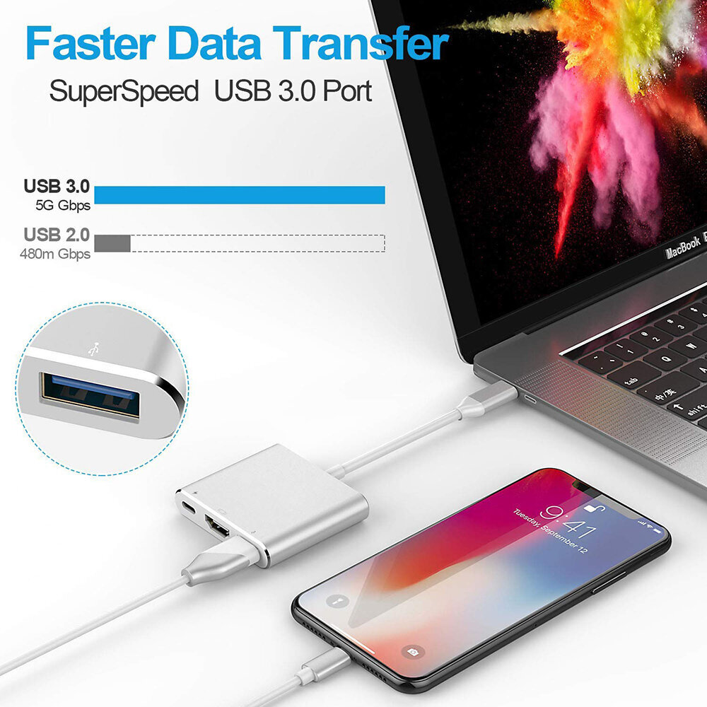 Adapter 3in1 USB-C 4K HDMI Multiport – Hõbe hind ja info | USB jagajad, adapterid | kaup24.ee