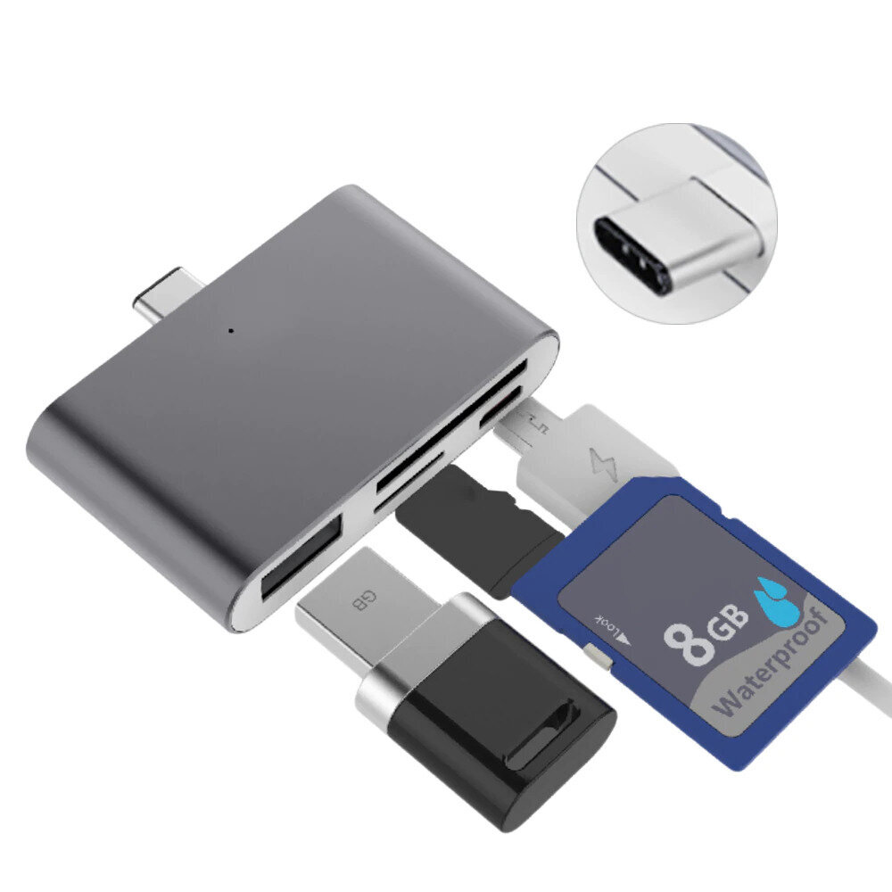 USB-C jagaja 4in1 – Roosa цена и информация | USB jagajad, adapterid | kaup24.ee