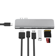 USB-C jagaja Multi-port 4K + SD-lugeja HUB (7in1) – Space Grey цена и информация | Адаптеры и USB-hub | kaup24.ee