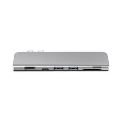 USB-C jagaja Multi-port 4K + SD-lugeja HUB (7in1) – Space Grey hind ja info | USB jagajad, adapterid | kaup24.ee
