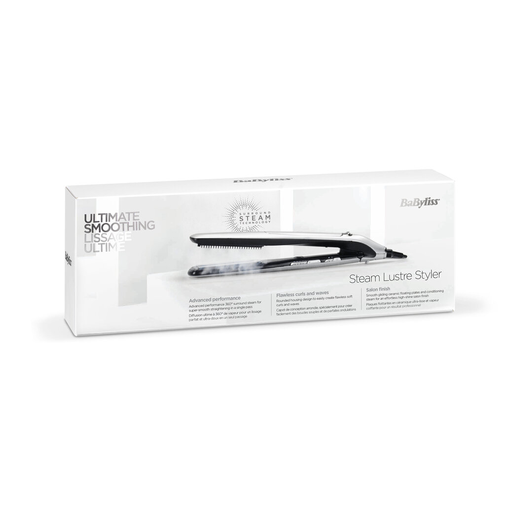 BaByliss Steam Lustre Styler Straightening iron Black, White 98.4" (2.5 m) hind ja info | Juuksesirgendajad ja koolutajad | kaup24.ee