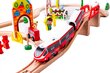 Puidust rööpad ja Ecotoys patareitoitega rong hind ja info | Poiste mänguasjad | kaup24.ee
