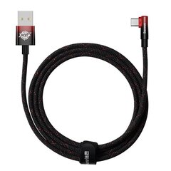 Baseus Elbow USB to USB-C 100W 2m angled cable (black-red) hind ja info | Mobiiltelefonide kaablid | kaup24.ee