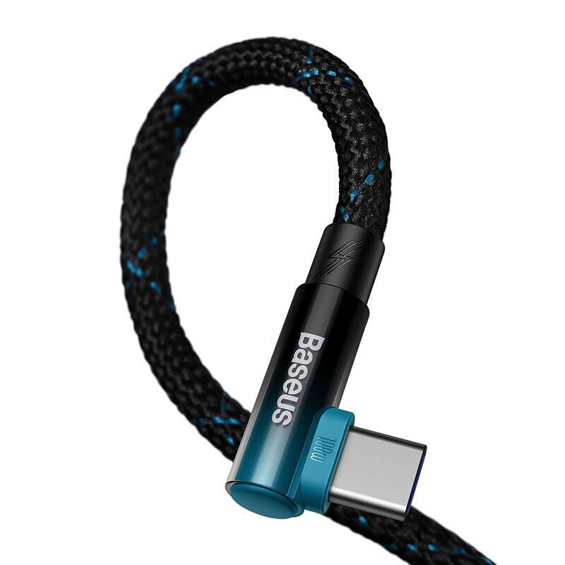 Baseus Elbow USB to USB-C 100W 2m angled cable (black-blue) hind ja info | Mobiiltelefonide kaablid | kaup24.ee