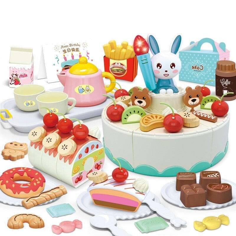 Woopie Confectionery - Birthday Cake for Cutting + Tea Set 85 pcs. цена и информация | Tüdrukute mänguasjad | kaup24.ee