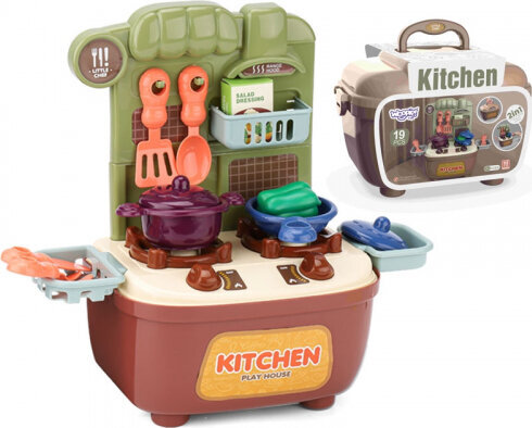 Woopie Little Cook's Set 2in1 Kitchen Suitcase 19 pcs. цена и информация | Imikute mänguasjad | kaup24.ee