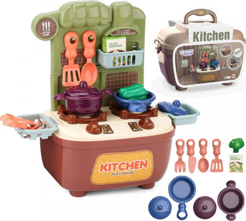 Woopie Little Cook's Set 2in1 Kitchen Suitcase 19 pcs. hind ja info | Imikute mänguasjad | kaup24.ee