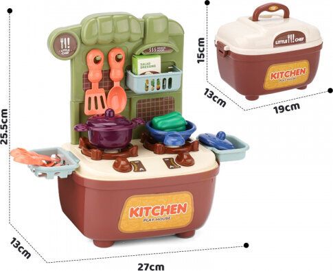 Woopie Little Cook's Set 2in1 Kitchen Suitcase 19 pcs. цена и информация | Imikute mänguasjad | kaup24.ee