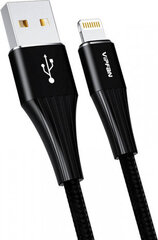 Vipfan A01 USB to Lightning cable, 3A, 1.2m, braided (black). hind ja info | Kaablid ja juhtmed | kaup24.ee