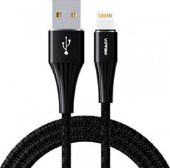 Vipfan A01 USB to Lightning cable, 3A, 1.2m, braided (black). цена и информация | Кабели и провода | kaup24.ee