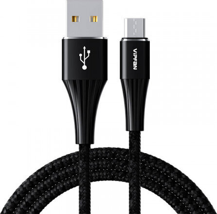 Vipfan A01 USB to Micro USB cable, 3A, 1.2m, braided (black) цена и информация | Kaablid ja juhtmed | kaup24.ee