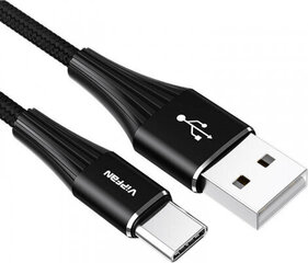 Vipfan A01 USB to USB-C cable, 3A, 1.2m, braided (black) hind ja info | Kaablid ja juhtmed | kaup24.ee