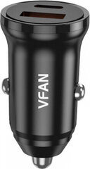 Vipfan C03 car charger, USB + USB-C, 20W, PD + QC 3.0 (black) hind ja info | Mobiiltelefonide laadijad | kaup24.ee