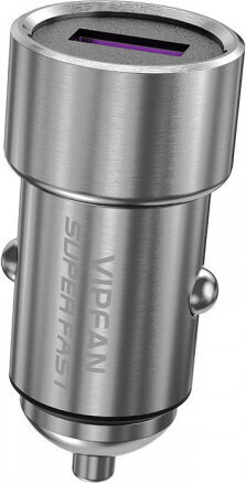 Vipfan C07 car charger, USB, 5A (silver) hind ja info | Mobiiltelefonide laadijad | kaup24.ee