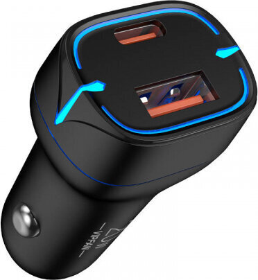 Vipfan C11 car charger, USB + USB-C, PD 20W + QC 3.0, LED (black) hind ja info | Mobiiltelefonide laadijad | kaup24.ee