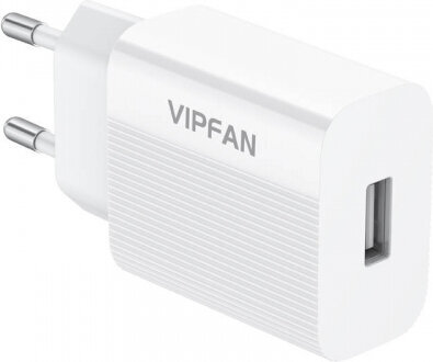 Vipfan E01 network charger, 1x USB, 2.4A + USB-C cable (white) цена и информация | Mobiiltelefonide laadijad | kaup24.ee