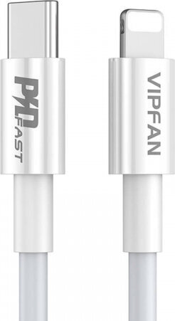 Vipfan P01 USB-C for Lightning Cable, 3A, PD, 1m (white) цена и информация | Kaablid ja juhtmed | kaup24.ee